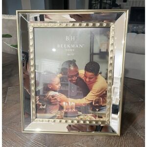 Beekman Home Picture Frame 8x10 Mirrored Edge Gold‎ Accents Framed Photo